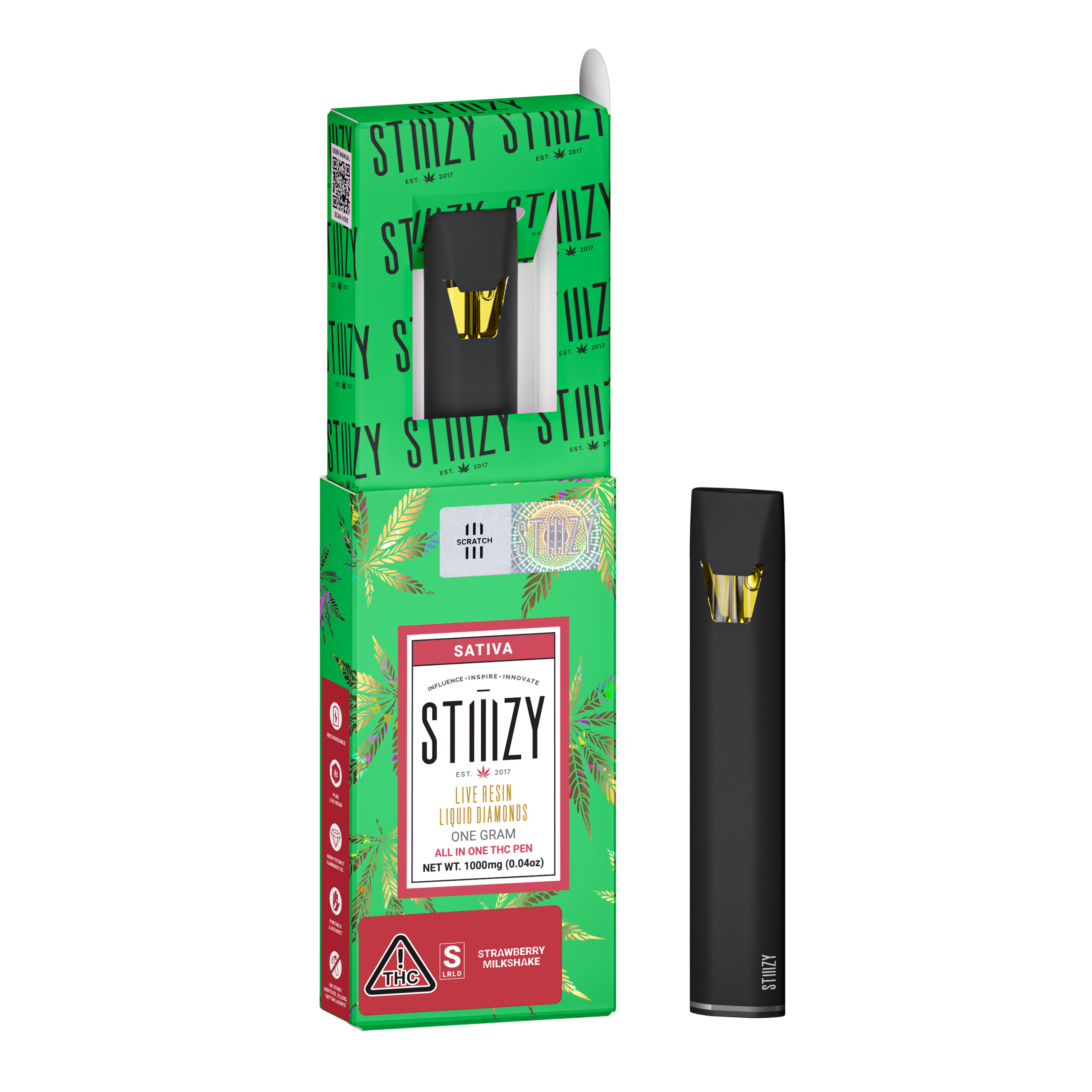 Stiiizy Strawberry Milkshake .95g Live Resin Liquid Diamonds All In One