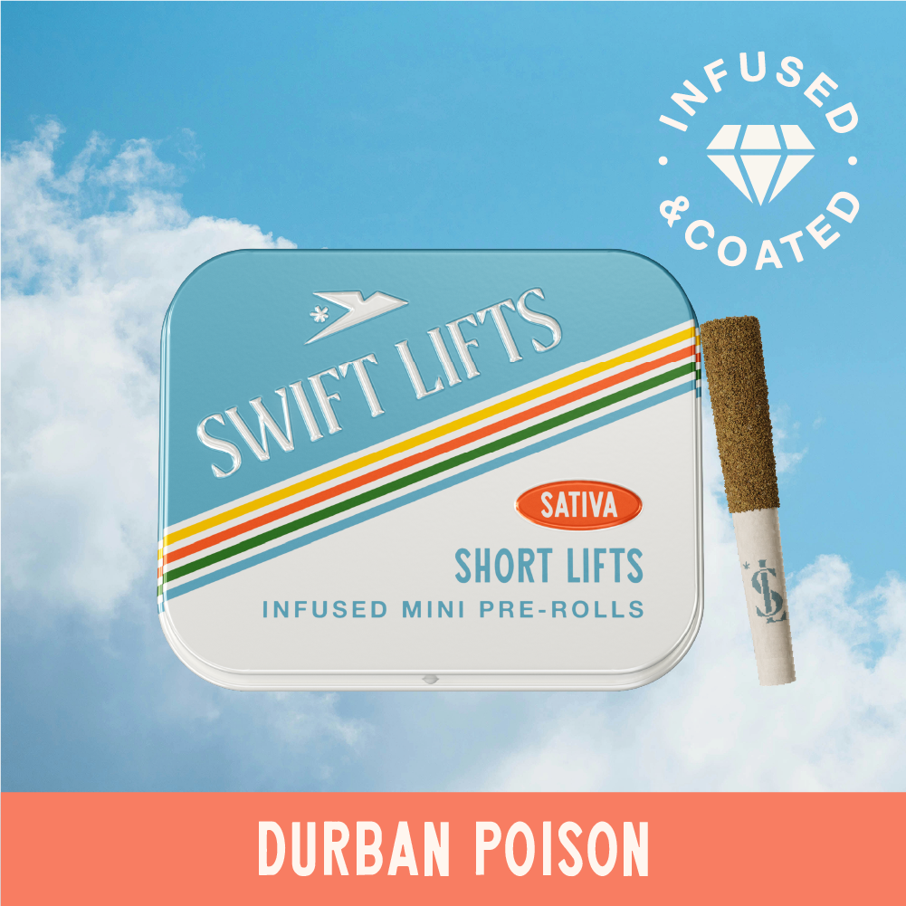 Swift Lifts Durban Poison .5g Infused & Kief Coated Short Lifts Preroll 4pk