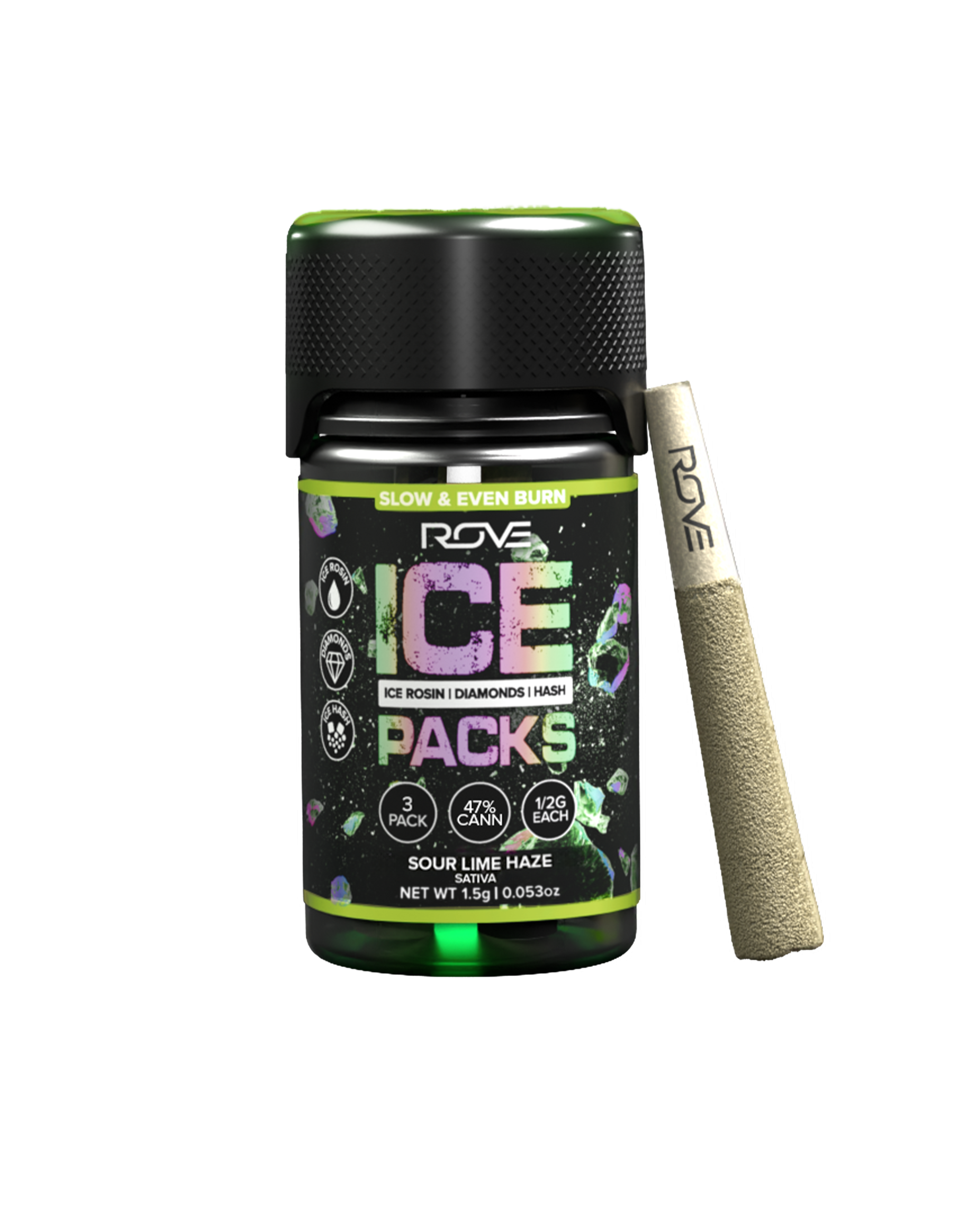 Rove Ice Packs Sour Lime Haze .5g Infused Preroll 3pk