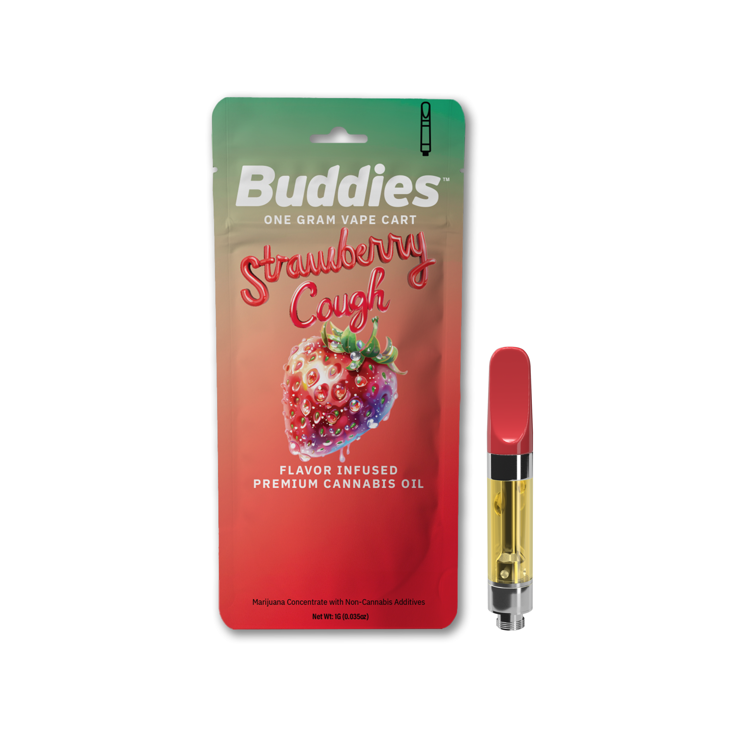 Buddies Strawberry Cough 1g Vape Cartridge