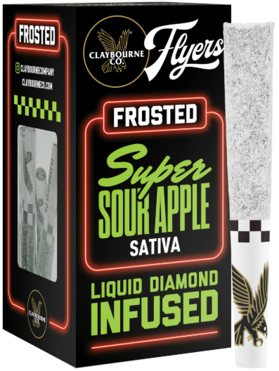Claybourne Co. Frosted Flyers Super Sour Apple .5g Infused Preroll 3pk