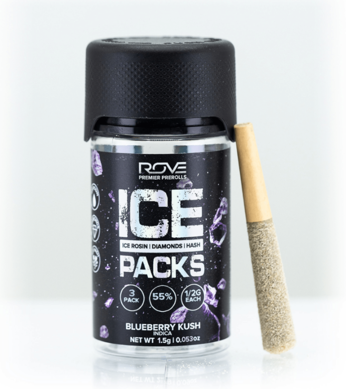Rove Ice Packs Blueberry Kush .5g Infused Preroll 3pk